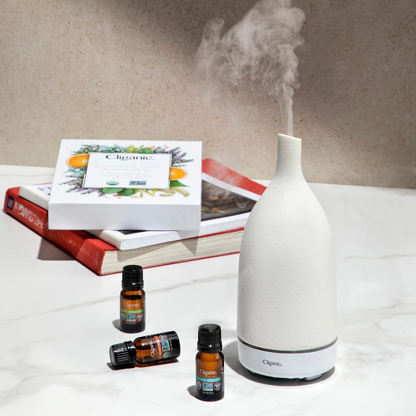 Cliganic Organic Essential Oils Set (Top 5) - 100% Pure Natural - Aromatherapy,