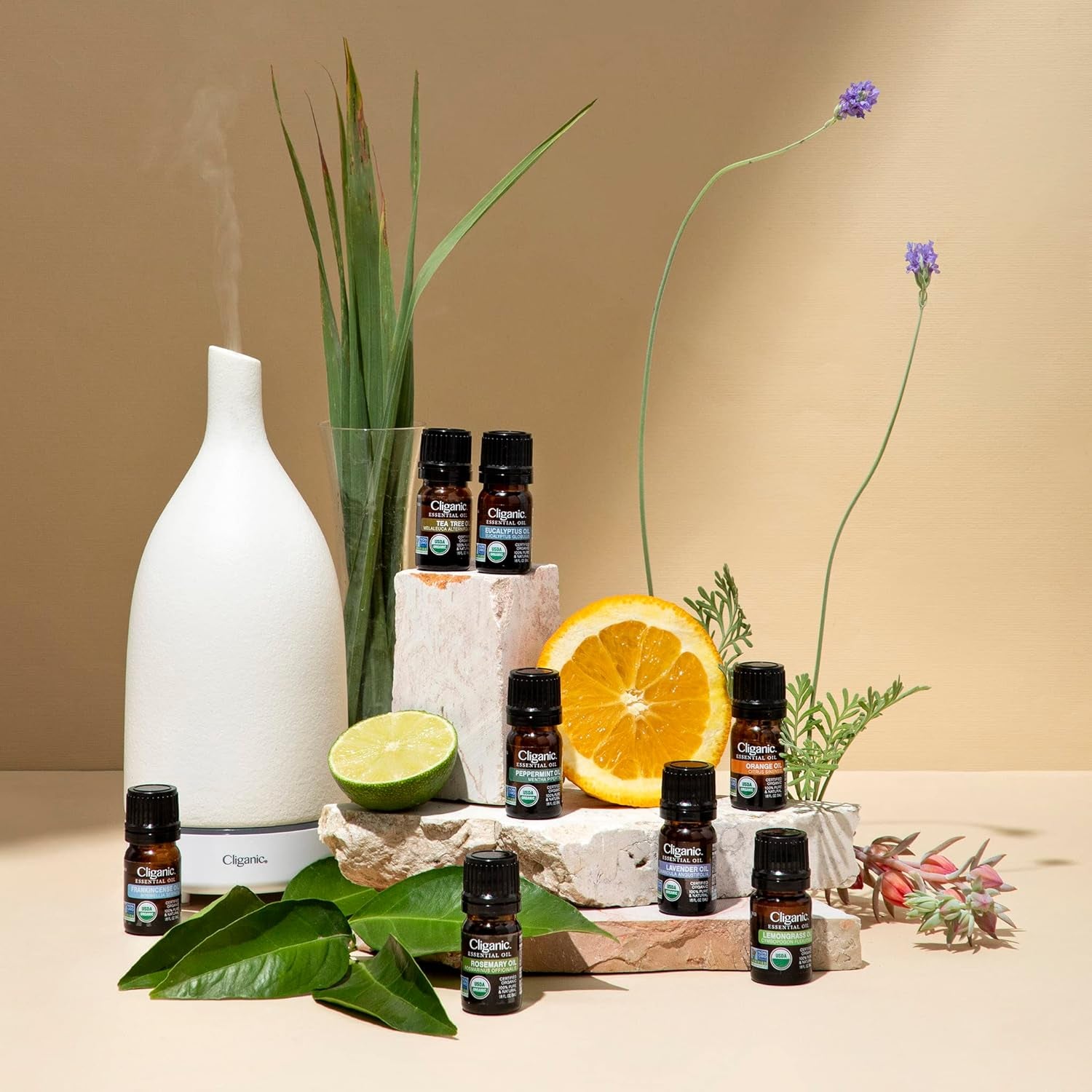 Cliganic Organic Essential Oils Set (Top 5) - 100% Pure Natural - Aromatherapy,